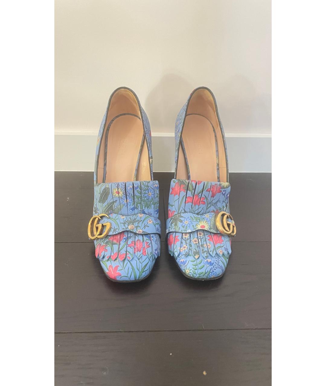 GUCCI Голубые кожаные туфли, фото 2