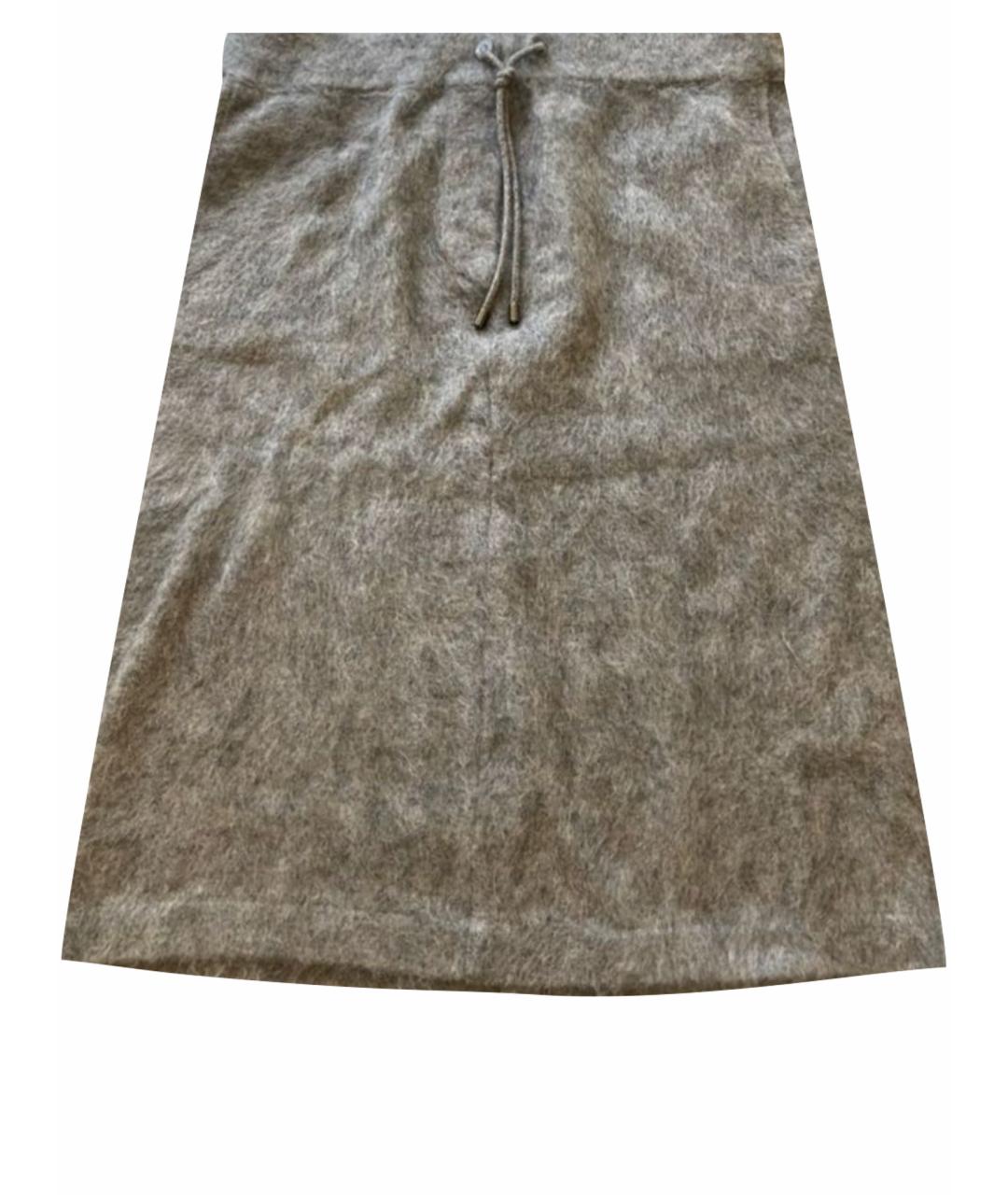 BRUNELLO CUCINELLI Серая кашемировая юбка мини, фото 1