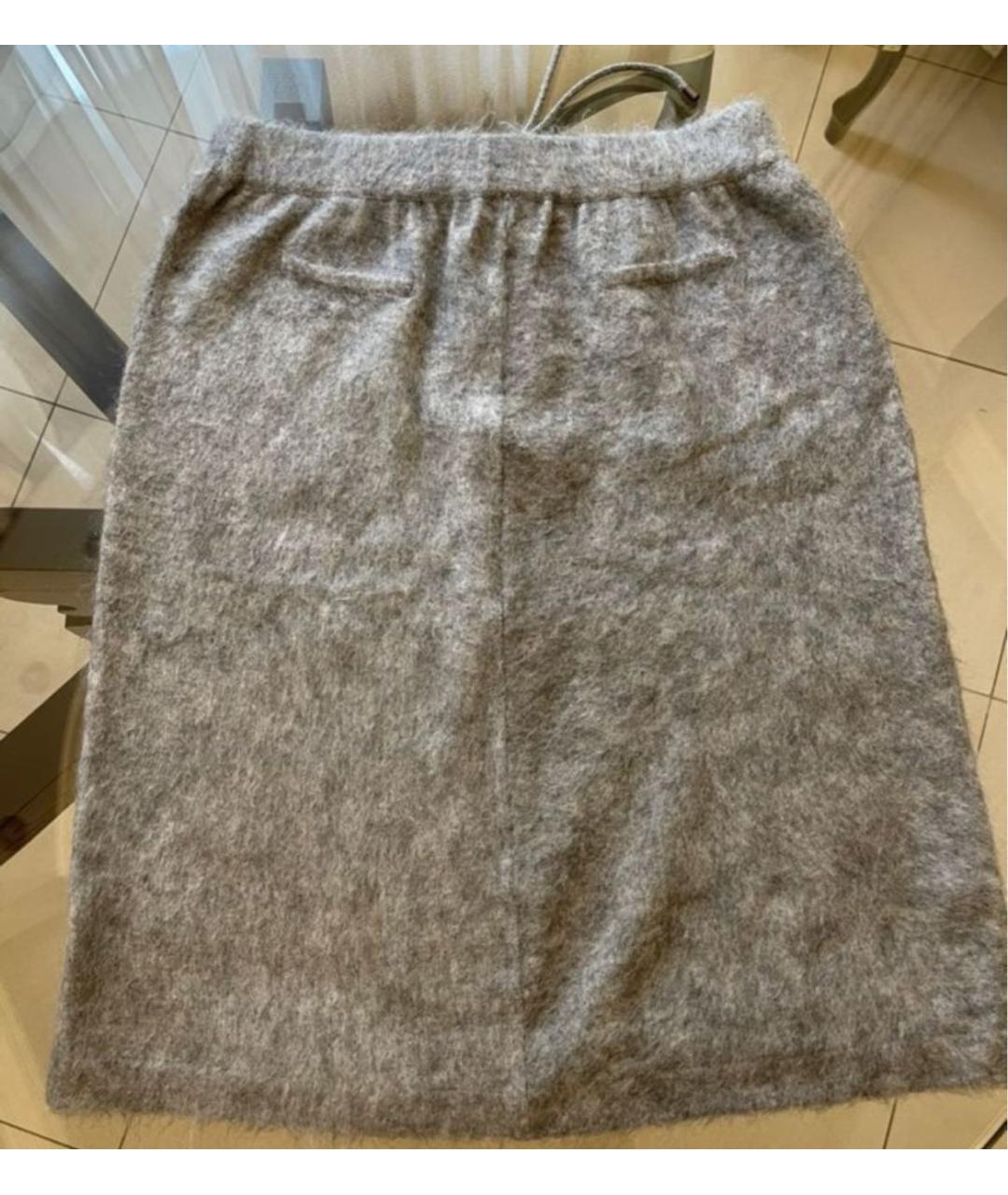 BRUNELLO CUCINELLI Серая кашемировая юбка мини, фото 2