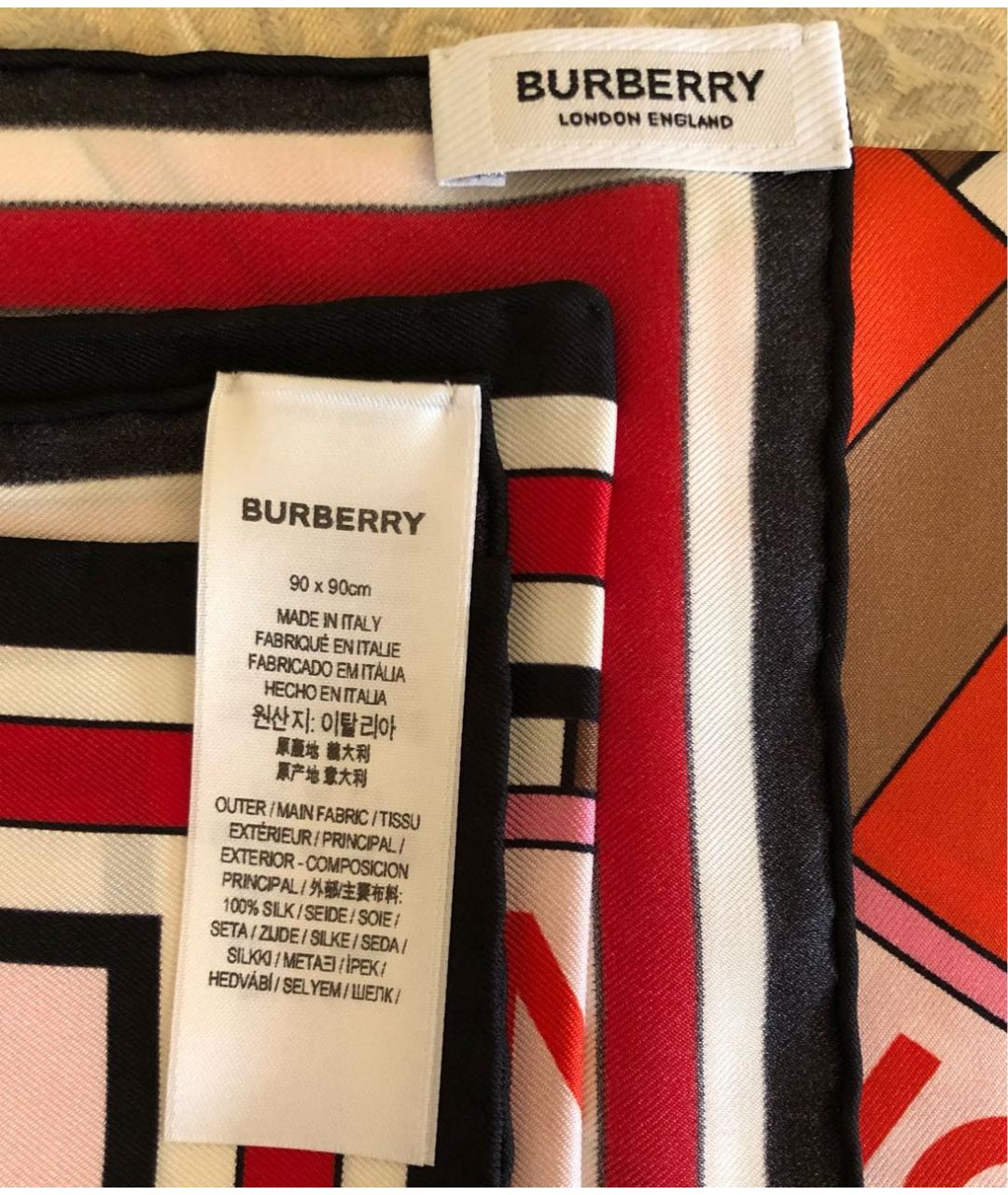 BURBERRY Мульти шелковый платок, фото 2