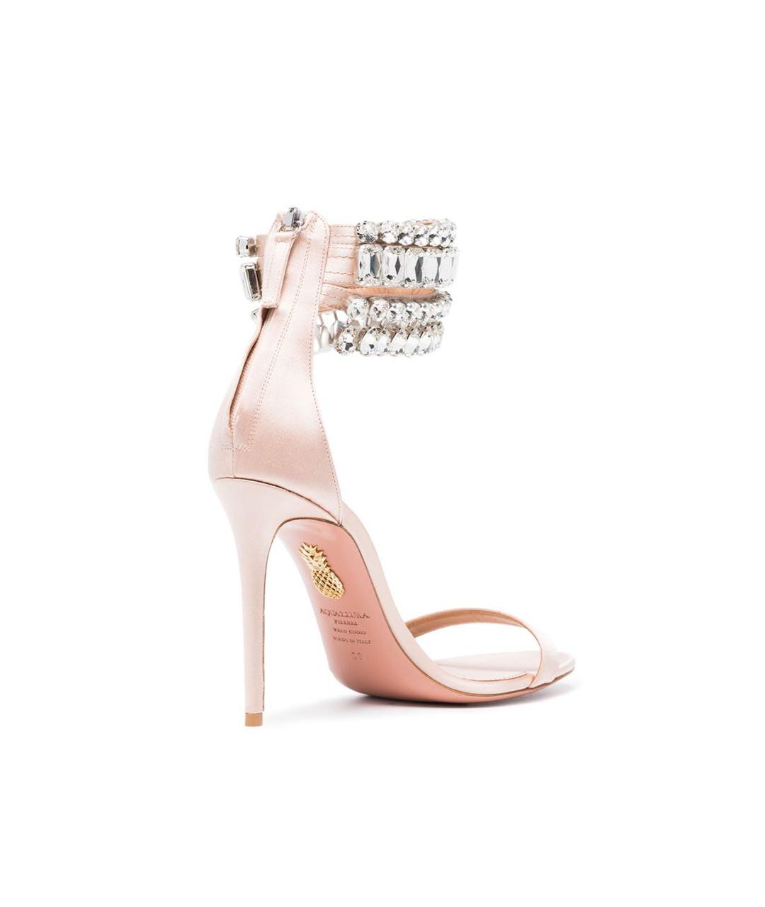 AQUAZZURA Бежевые текстильные босоножки, фото 2