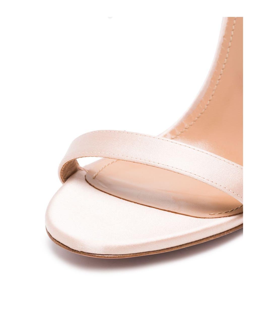 AQUAZZURA Бежевые текстильные босоножки, фото 3