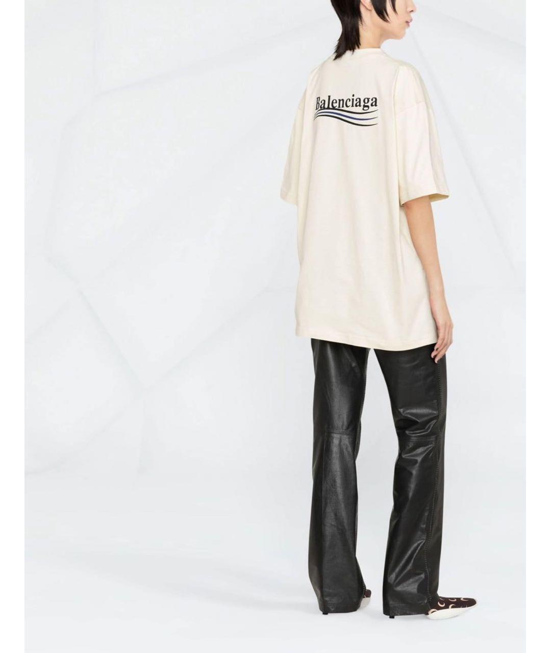 BALENCIAGA Бежевая хлопковая футболка, фото 2