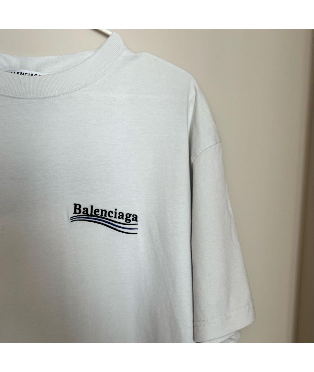 BALENCIAGA Бежевая хлопковая футболка, фото 4