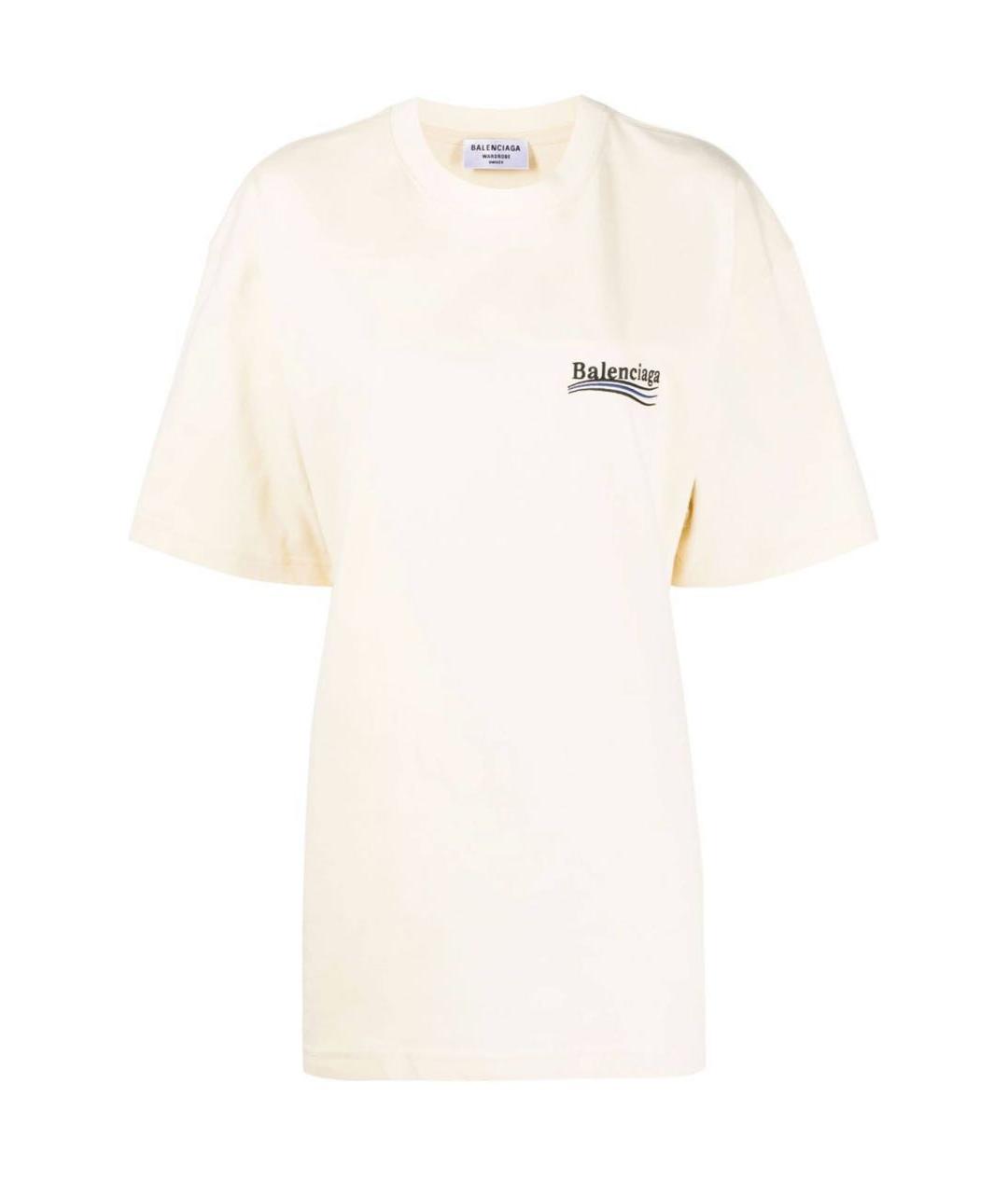 BALENCIAGA Бежевая хлопковая футболка, фото 6