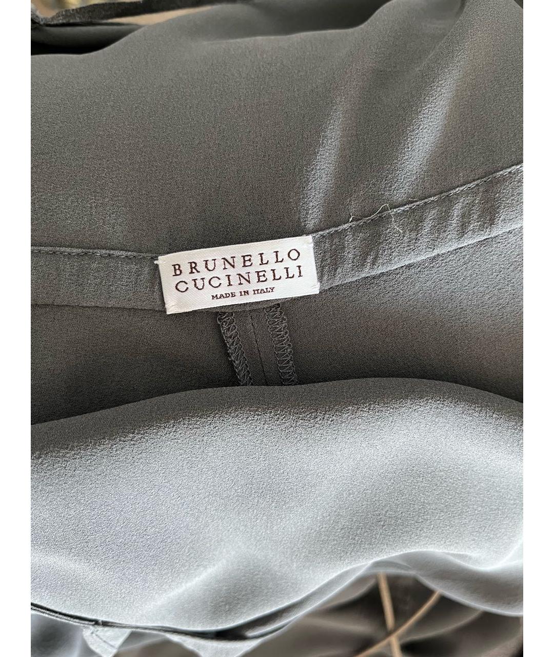 BRUNELLO CUCINELLI Антрацитовый шелковый комбинезон, фото 4