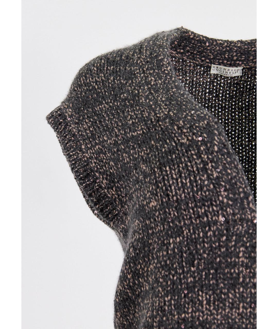 BRUNELLO CUCINELLI Коричневая кашемировая жилетка, фото 5
