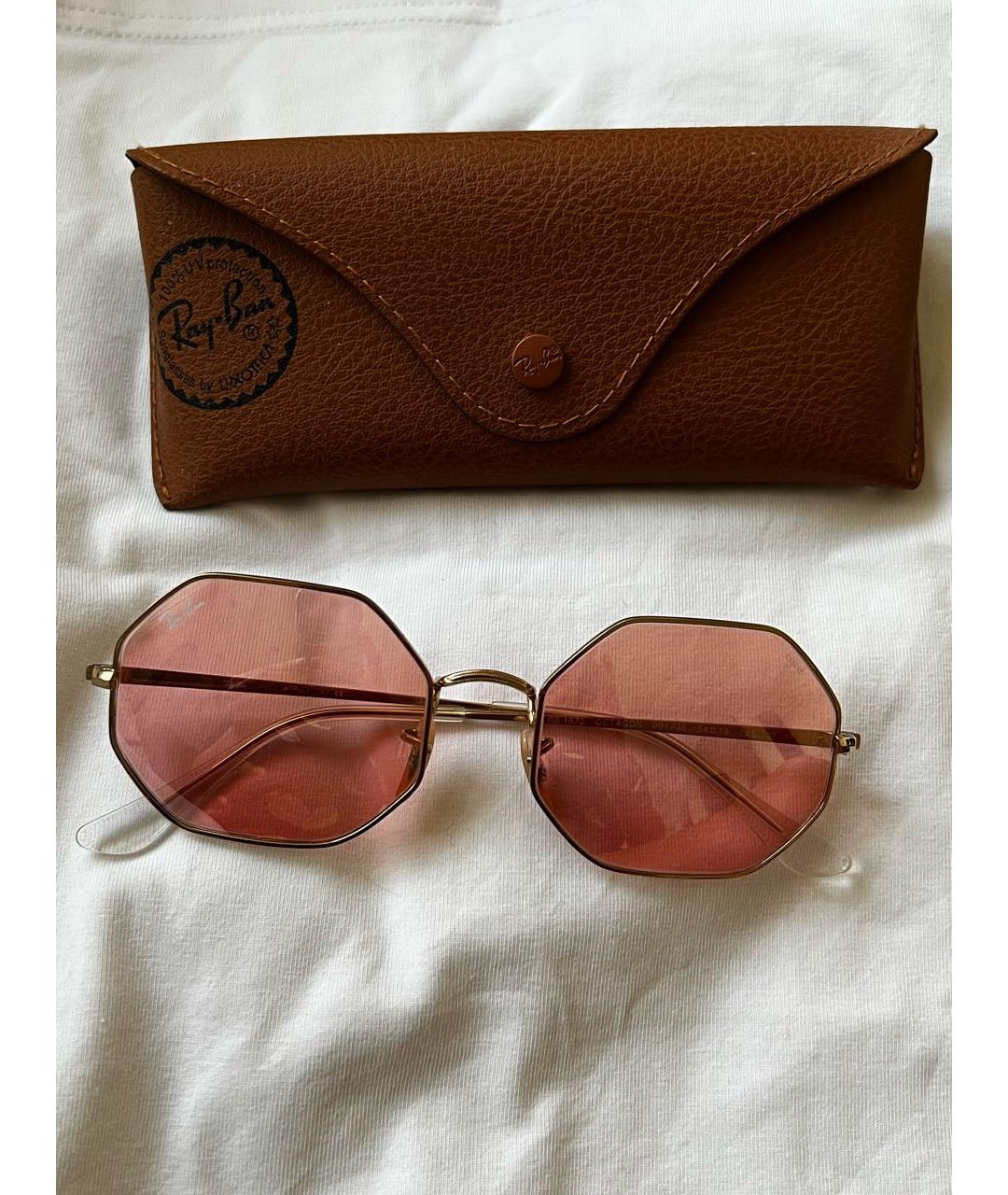 RAY BAN Розовые металлические солнцезащитные очки, фото 8