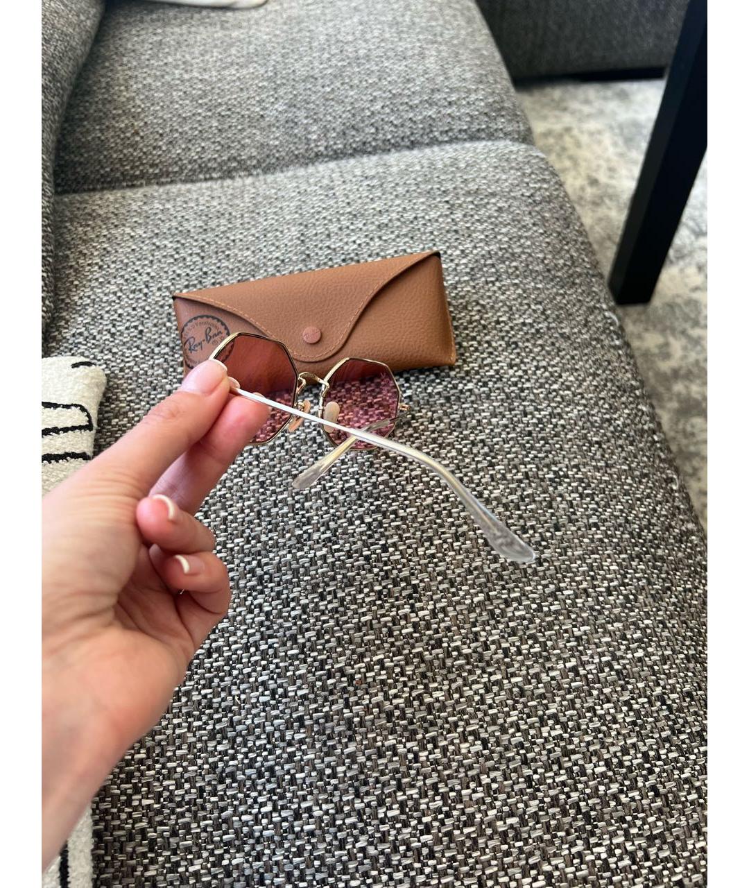 RAY BAN Розовые металлические солнцезащитные очки, фото 6