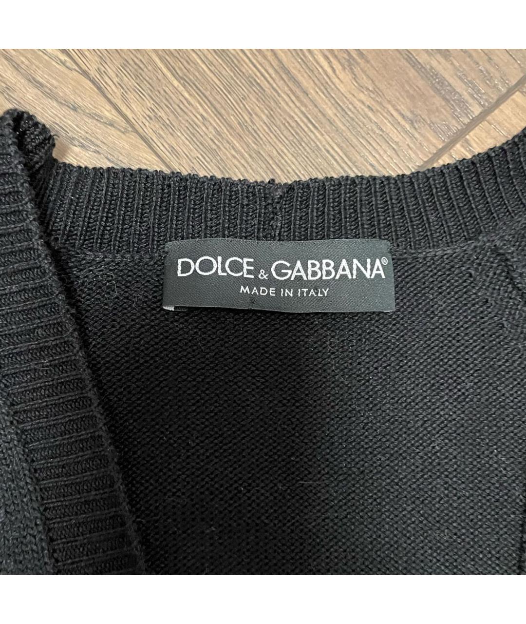 DOLCE&GABBANA Черный хлопковый джемпер / свитер, фото 3