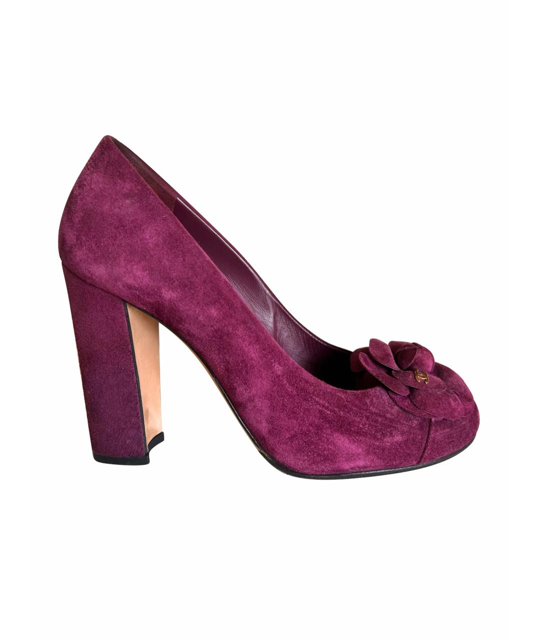 CHANEL PRE-OWNED Фиолетовые замшевые туфли, фото 1