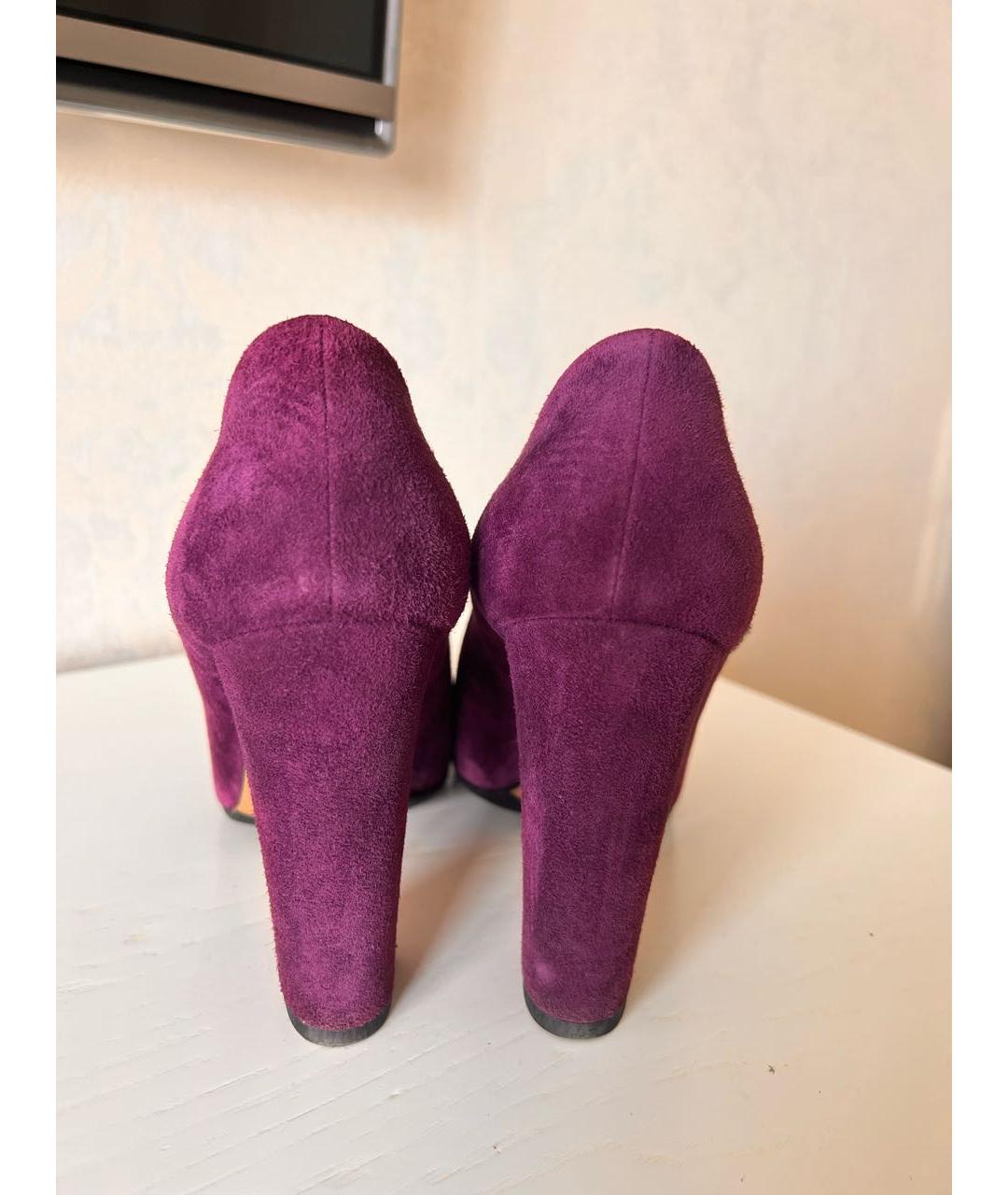 CHANEL PRE-OWNED Фиолетовые замшевые туфли, фото 4