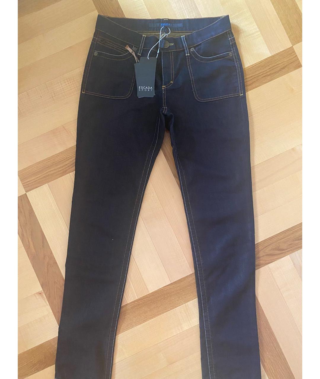 ESCADA Темно-синие хлопко-полиэстеровые джинсы слим, фото 5
