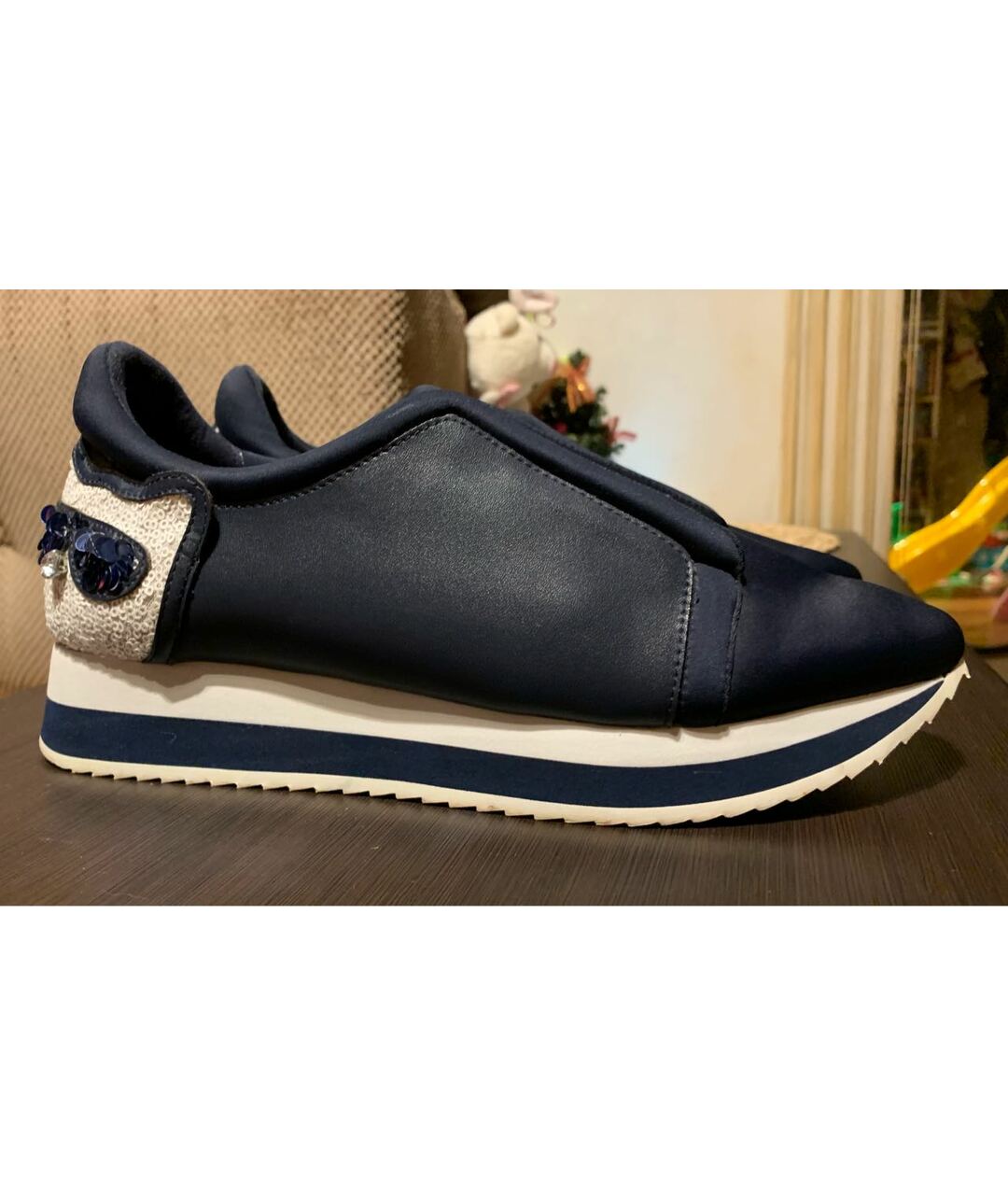 KARL LAGERFELD Темно-синие кожаные кроссовки, фото 8