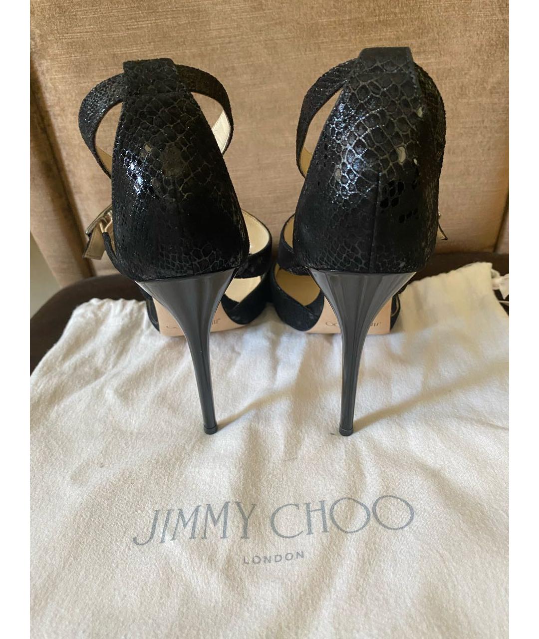 JIMMY CHOO Черные кожаные босоножки, фото 3