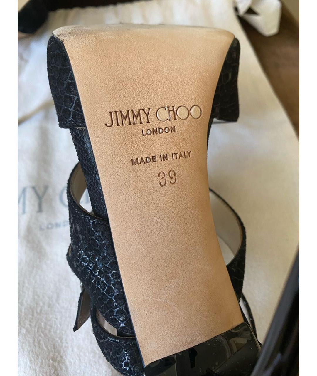 JIMMY CHOO Черные кожаные босоножки, фото 4