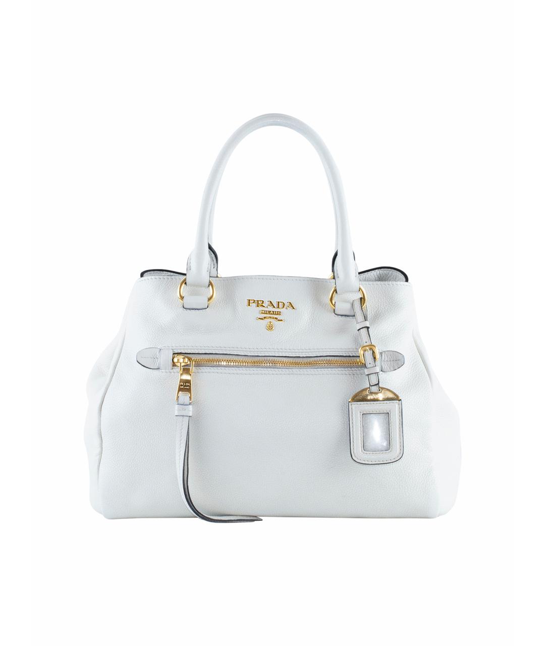 PRADA Белая кожаная сумка тоут, фото 1
