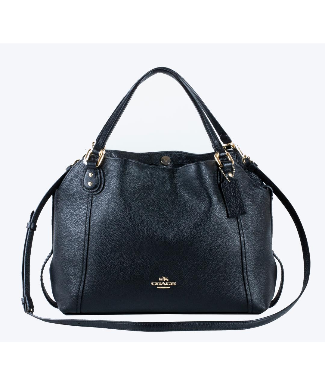 COACH Черная кожаная сумка тоут, фото 10