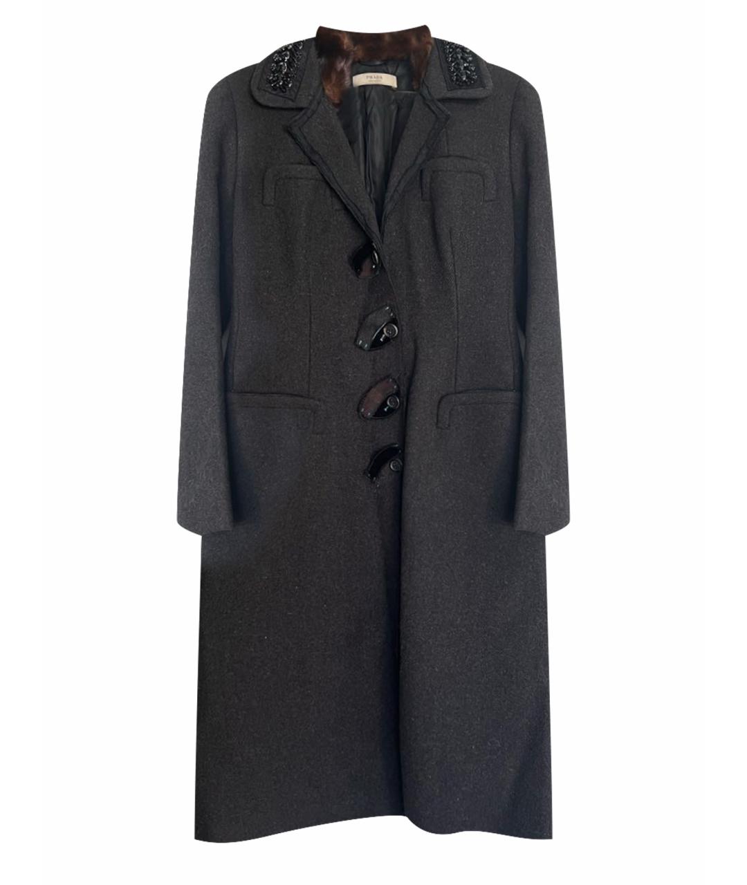 PRADA Антрацитовое шерстяное пальто, фото 1