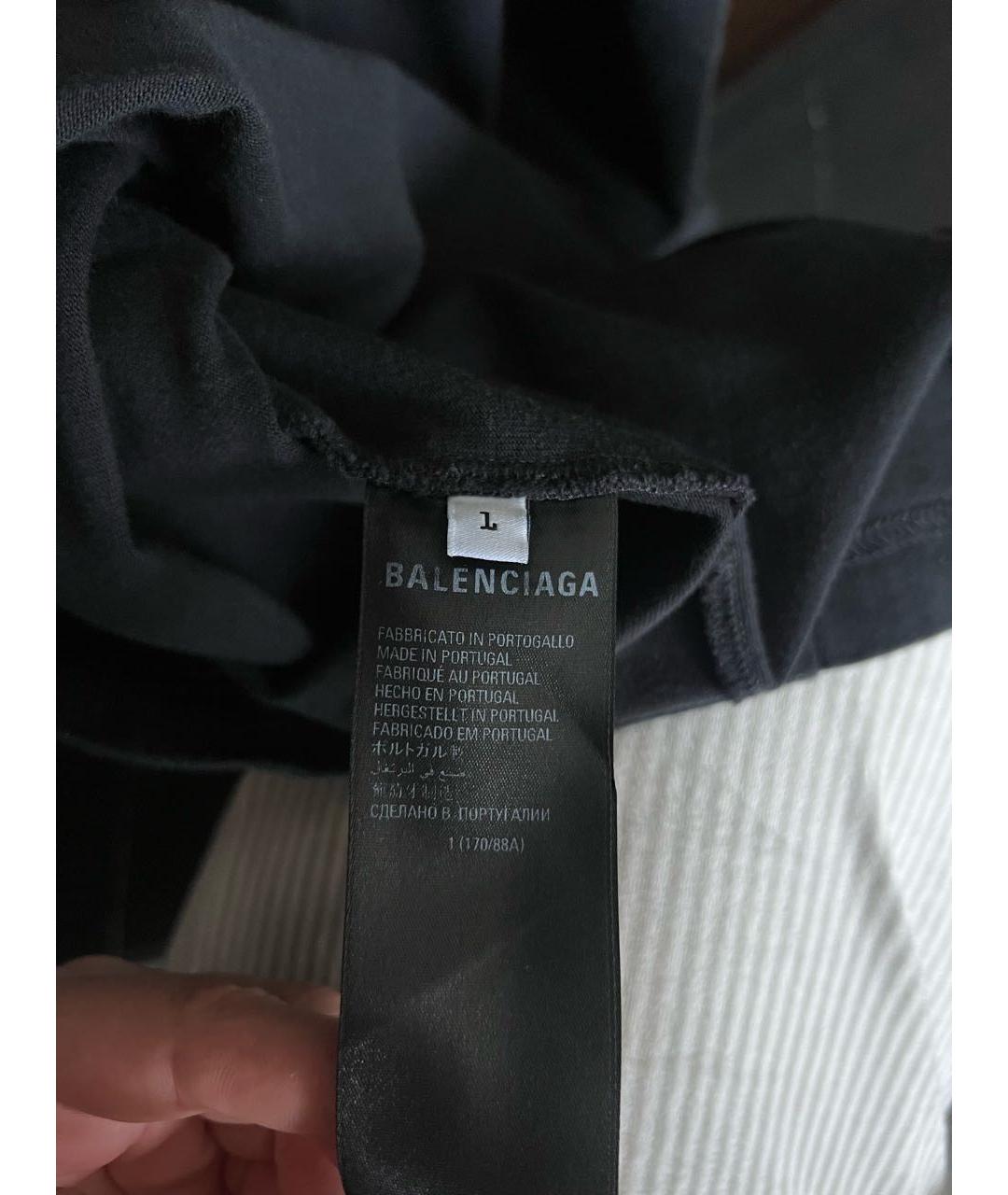 BALENCIAGA Черная хлопковая футболка, фото 4