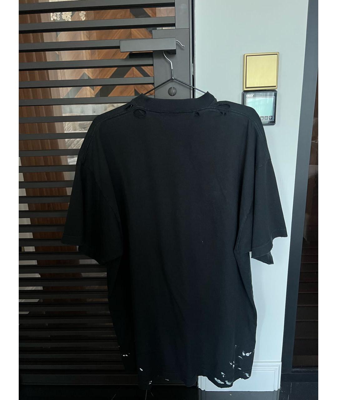 BALENCIAGA Черная хлопковая футболка, фото 2