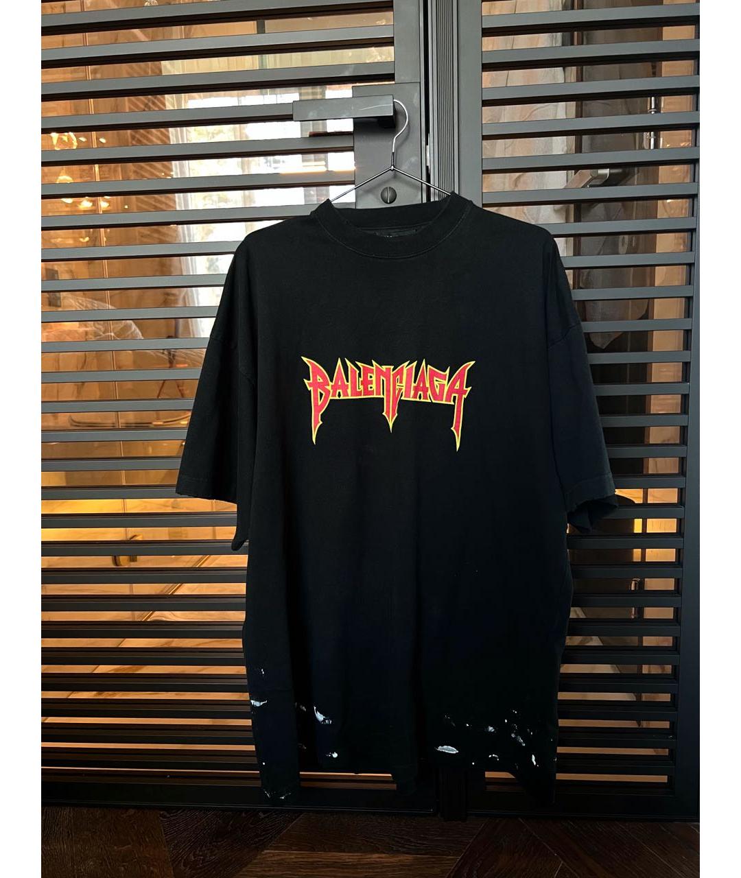 BALENCIAGA Черная хлопковая футболка, фото 5