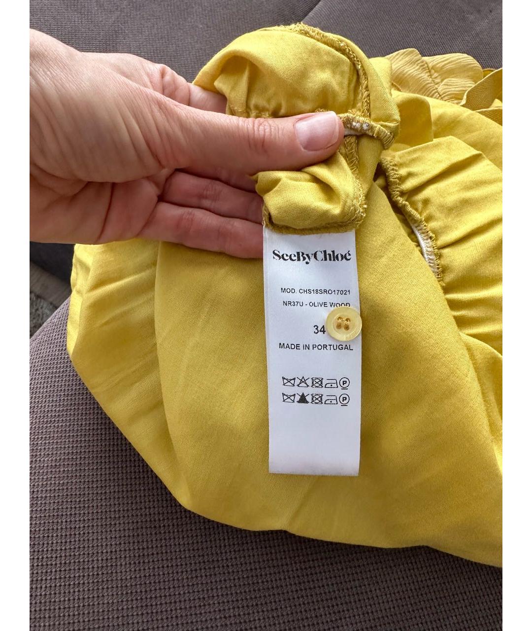 SEE BY CHLOE Желтое шелковое коктейльное платье, фото 3