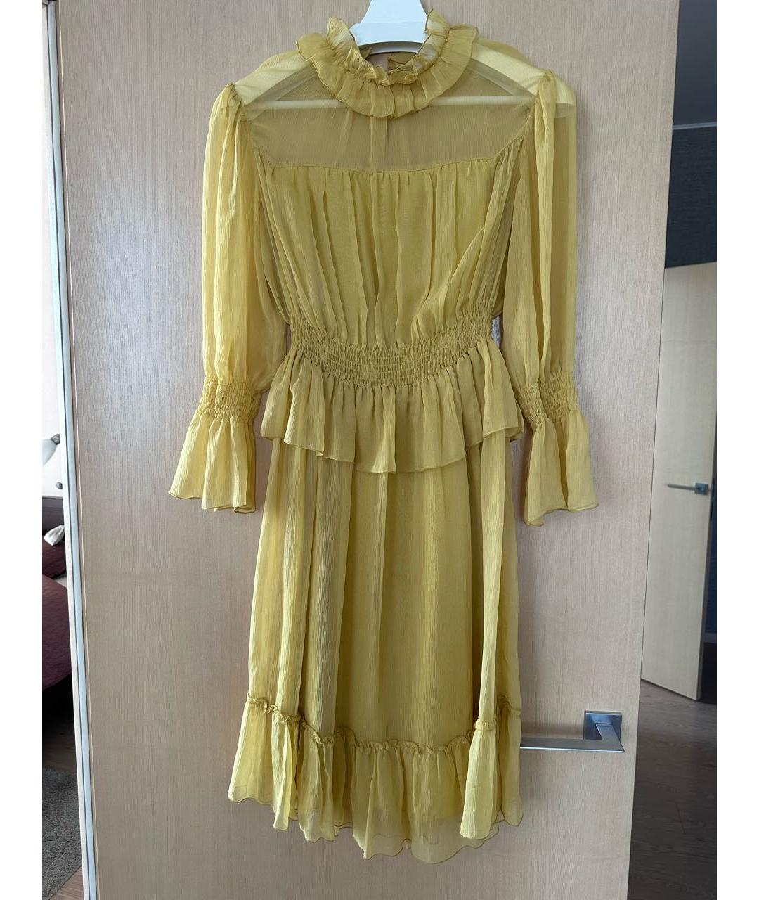 SEE BY CHLOE Желтое шелковое коктейльное платье, фото 4