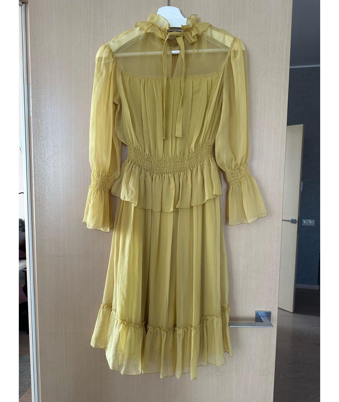 SEE BY CHLOE Желтое шелковое коктейльное платье, фото 2