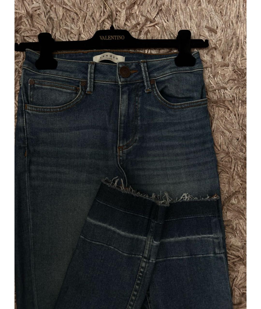 SANDRO Синие хлопковые джинсы слим, фото 4