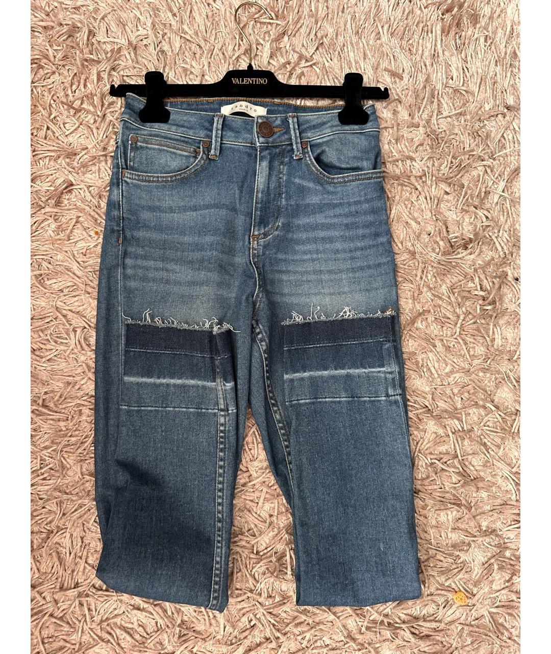SANDRO Синие хлопковые джинсы слим, фото 3