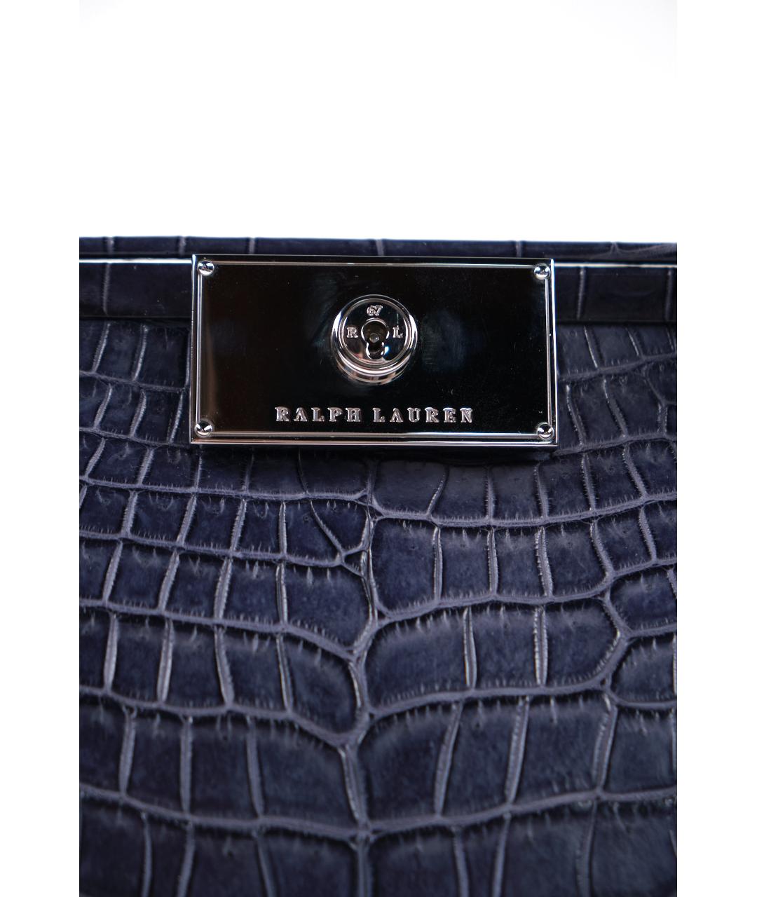 RALPH LAUREN COLLECTION Синяя сумка с короткими ручками из экзотической кожи, фото 5