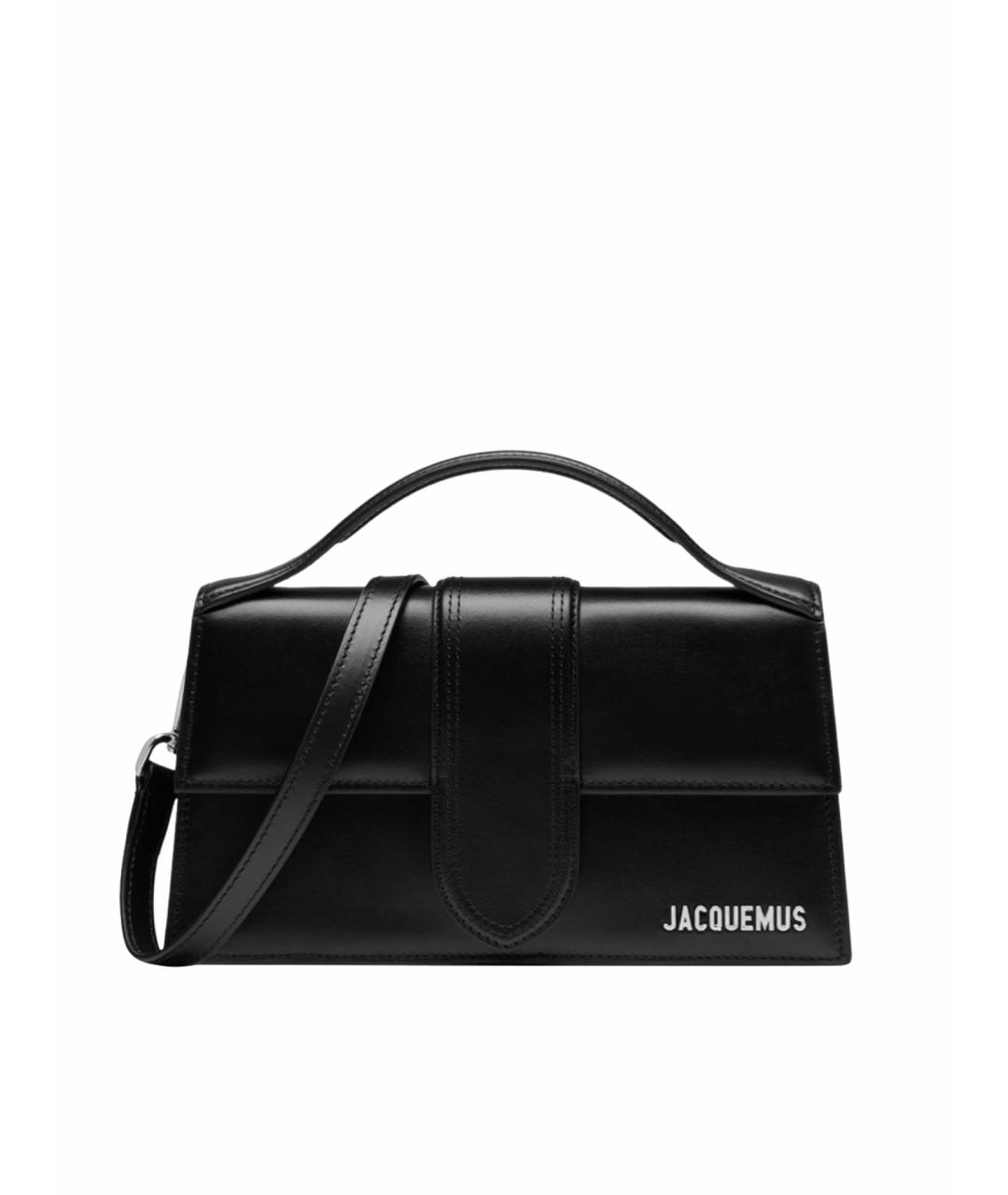 JACQUEMUS Черная кожаная сумка с короткими ручками, фото 1
