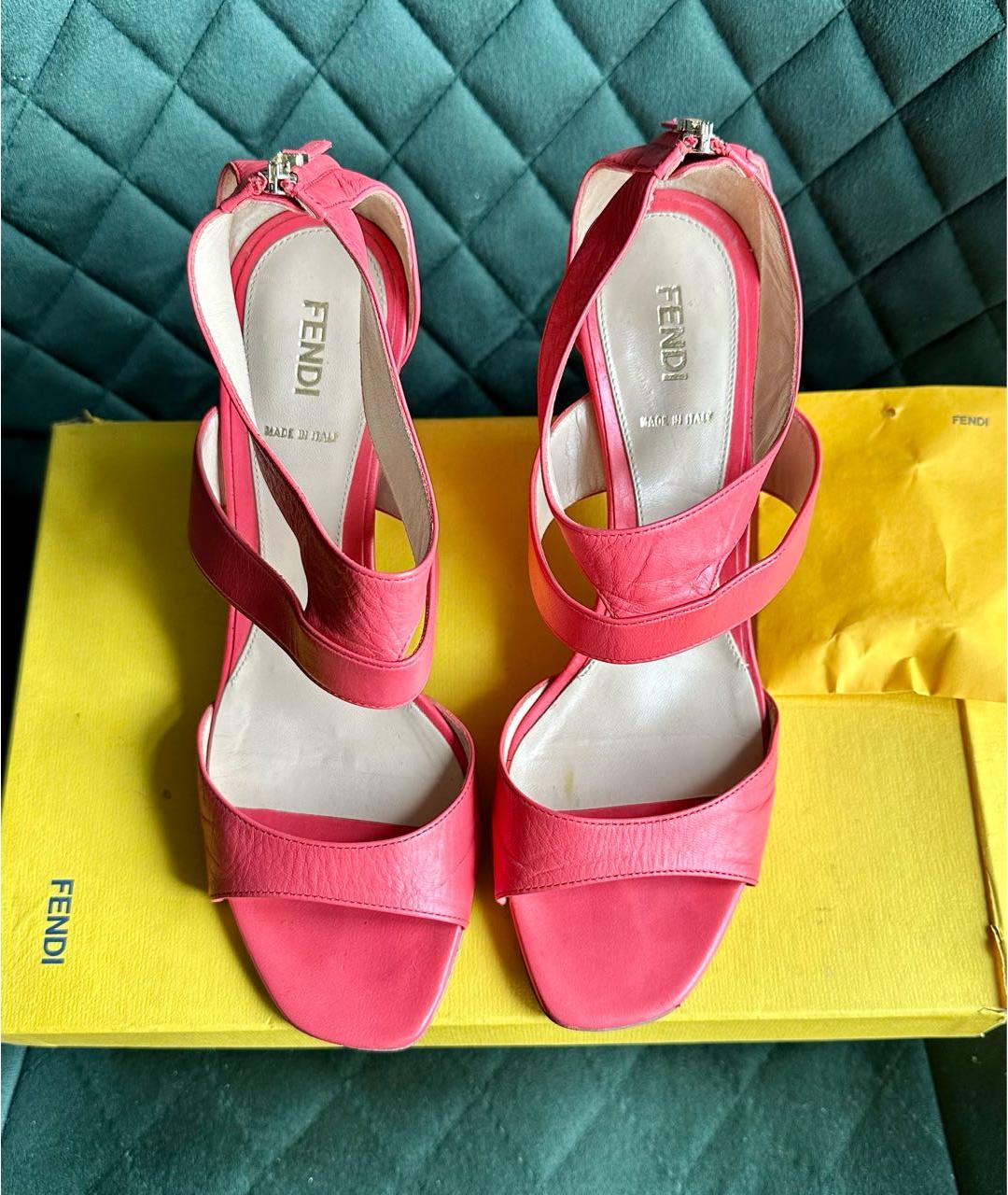 FENDI Коралловые кожаные босоножки, фото 2