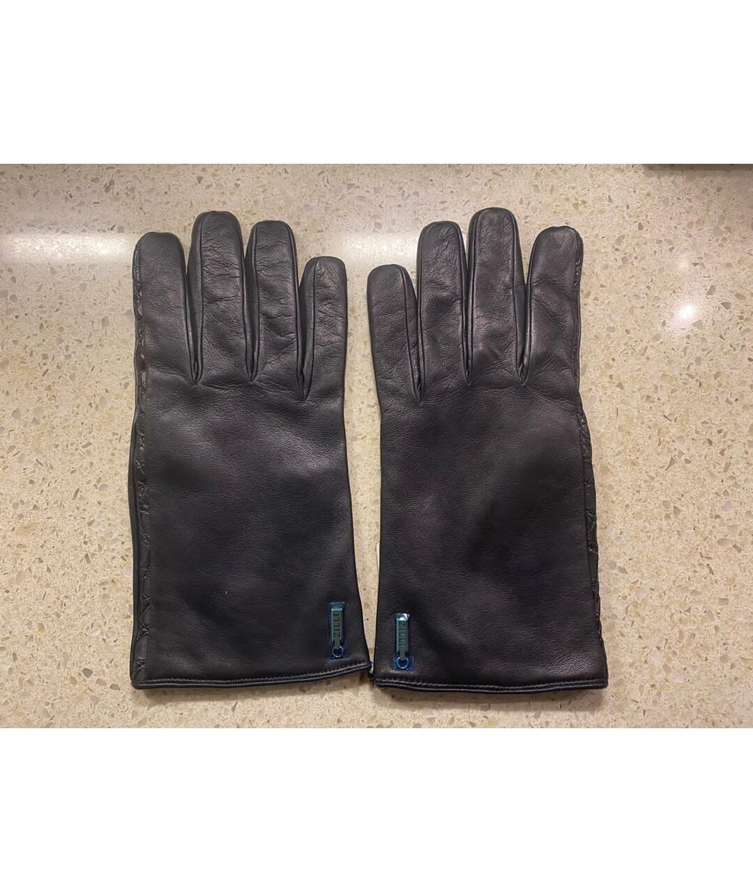 ZILLI Темно-синие кожаные перчатки, фото 6