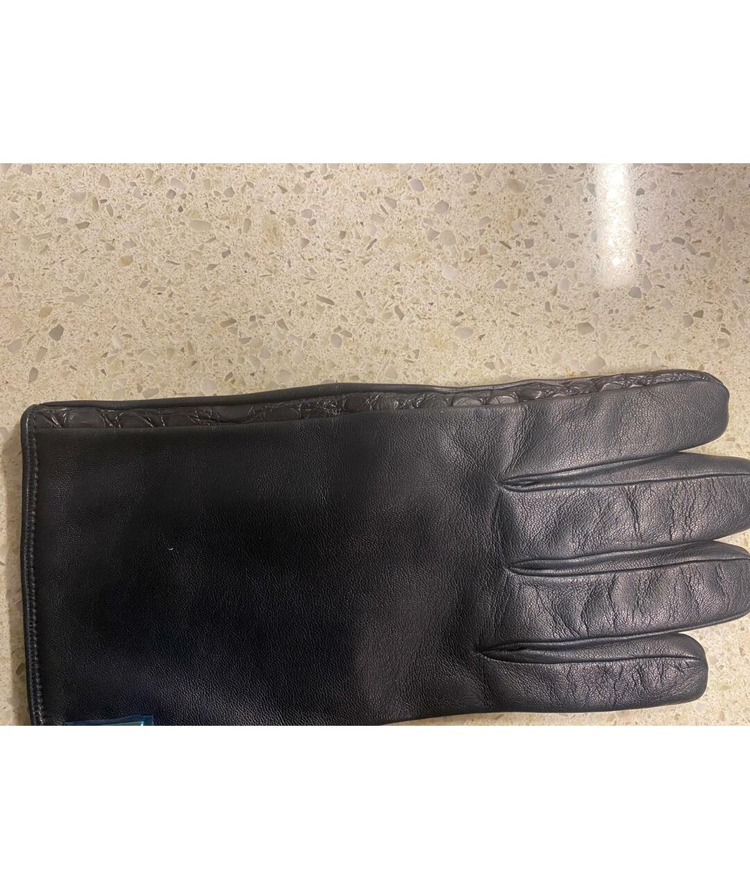 ZILLI Темно-синие кожаные перчатки, фото 5