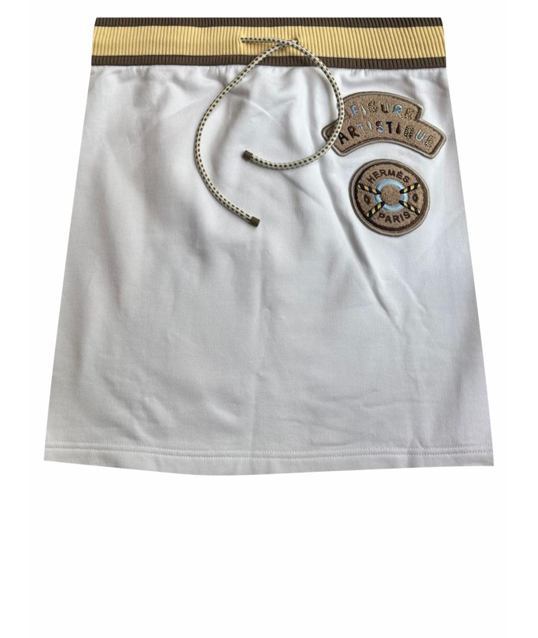 HERMES PRE-OWNED Белая хлопко-эластановая юбка мини, фото 1