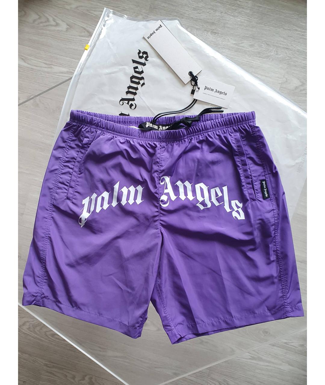PALM ANGELS Фиолетовые полиэстеровые шорты, фото 4
