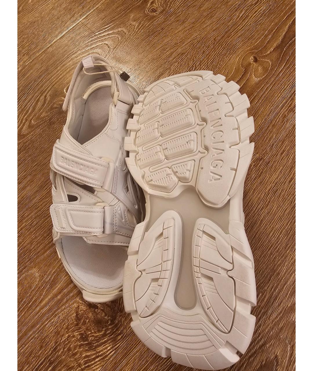 BALENCIAGA Белые кожаные сандалии, фото 5