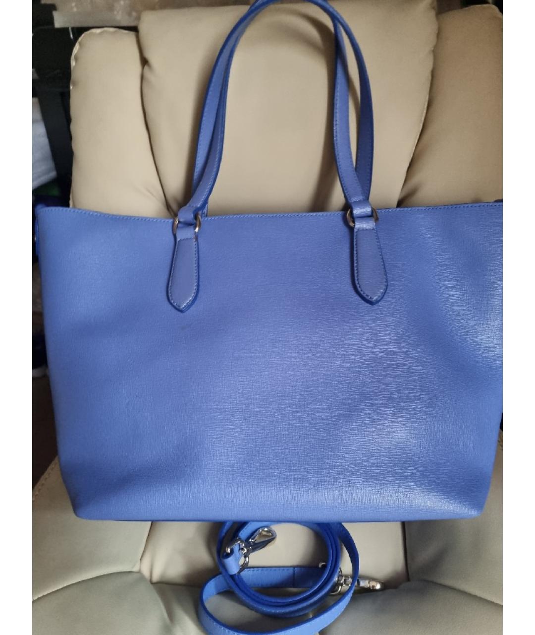 ERMANNO SCERVINO Голубая кожаная сумка тоут, фото 8