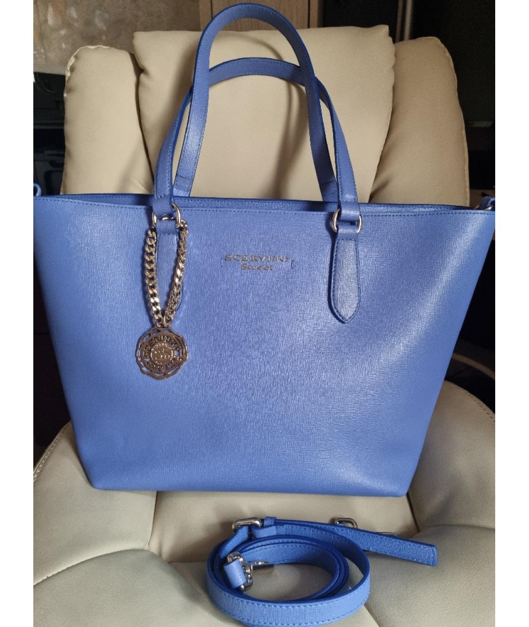 ERMANNO SCERVINO Голубая кожаная сумка тоут, фото 10