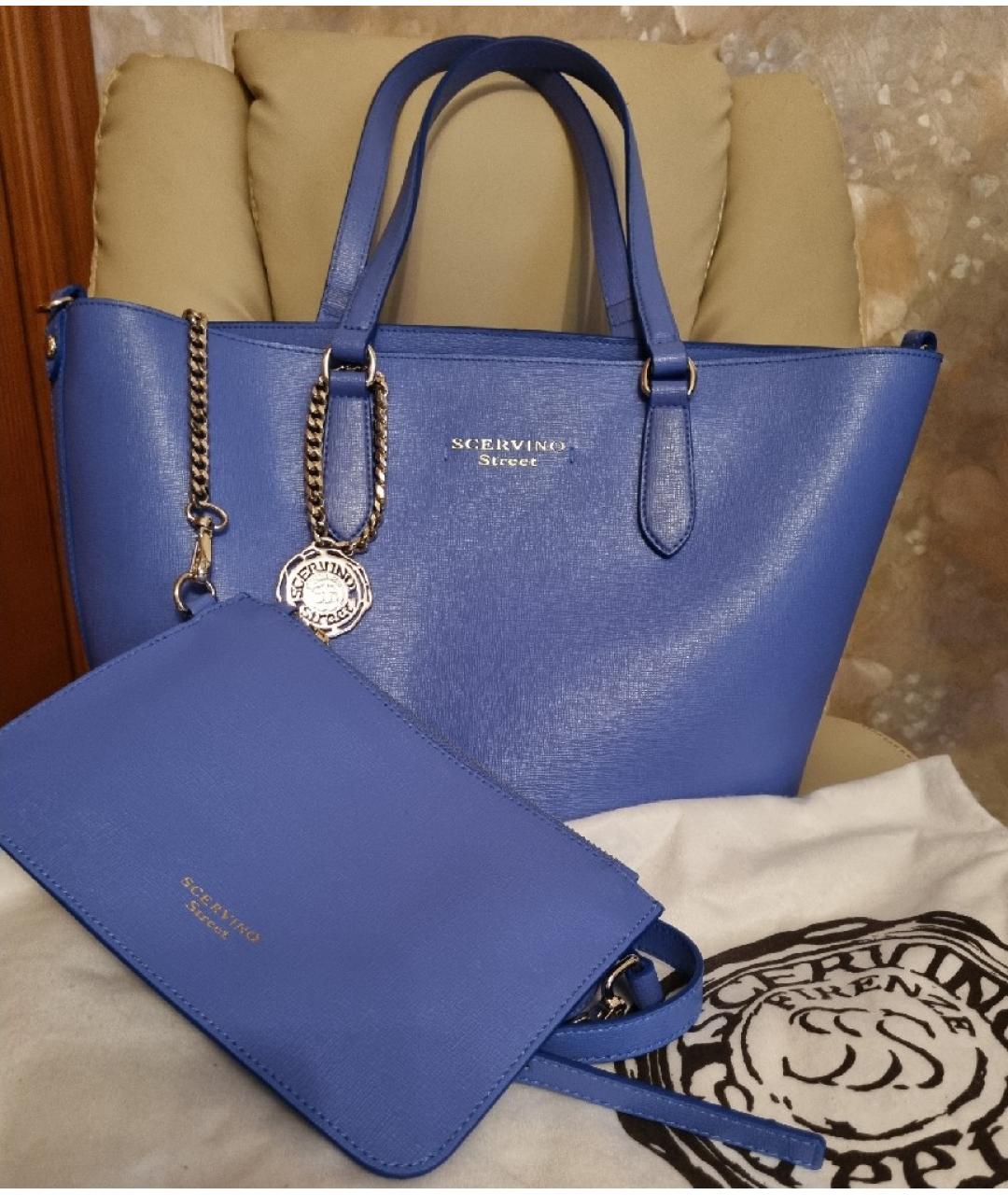 ERMANNO SCERVINO Голубая кожаная сумка тоут, фото 3