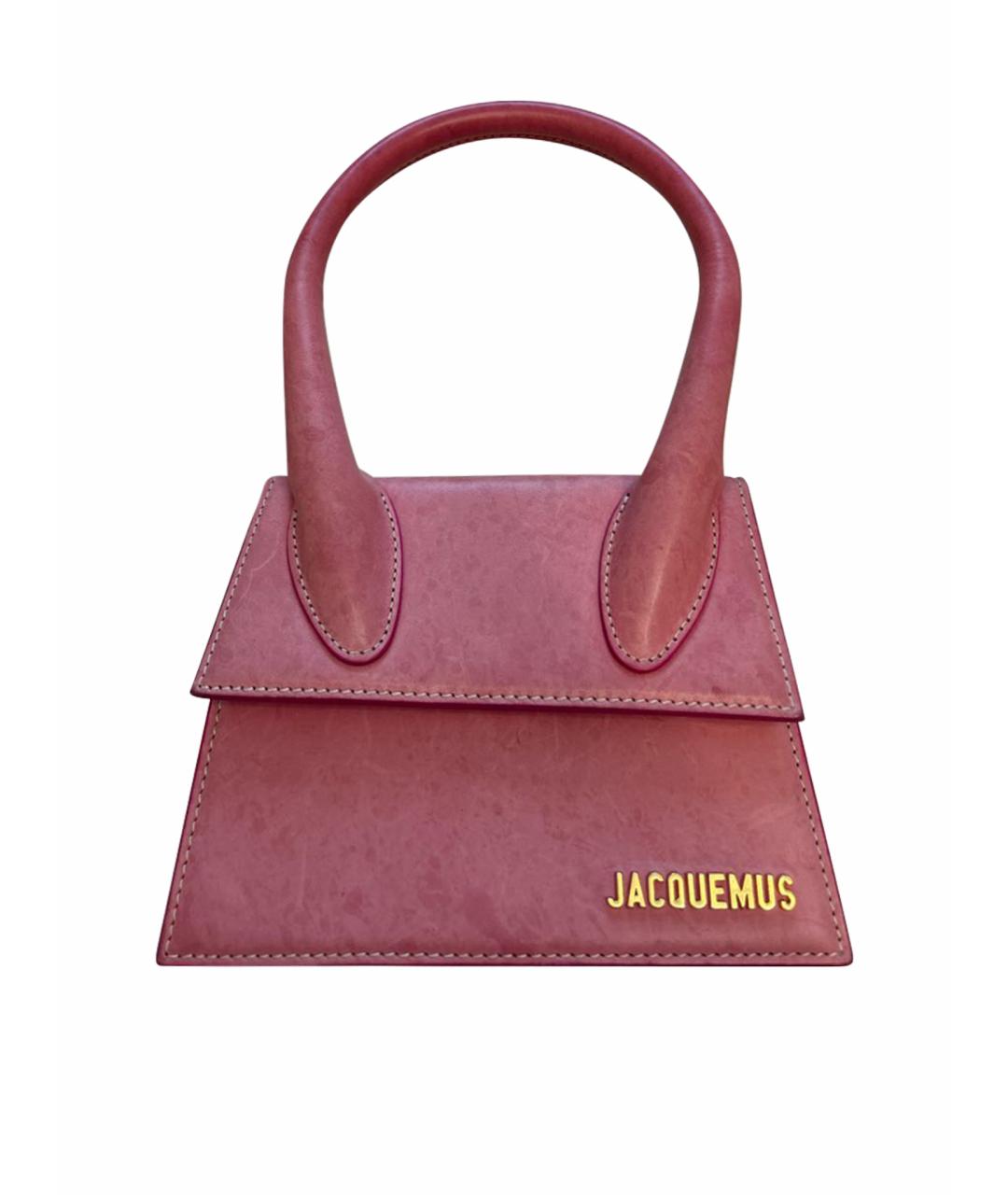 JACQUEMUS Розовая кожаная сумка с короткими ручками, фото 1