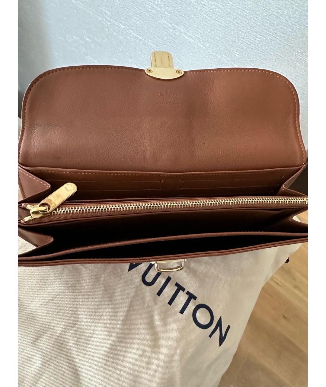 LOUIS VUITTON Коричневый кожаный кошелек, фото 5