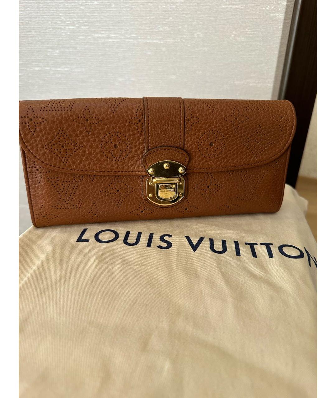 LOUIS VUITTON Коричневый кожаный кошелек, фото 2