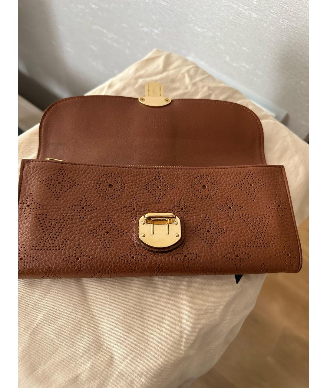 LOUIS VUITTON Коричневый кожаный кошелек, фото 4