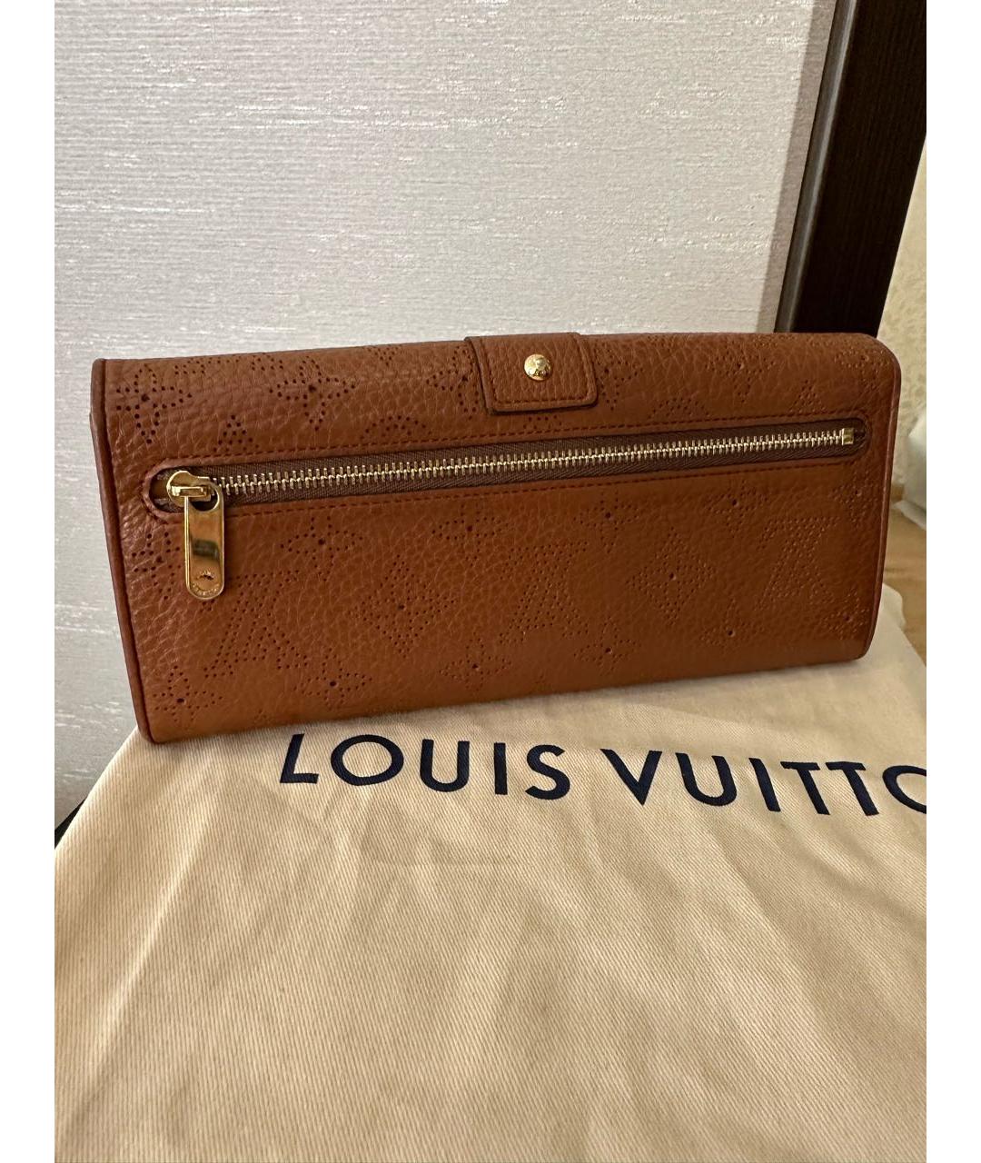 LOUIS VUITTON Коричневый кожаный кошелек, фото 3