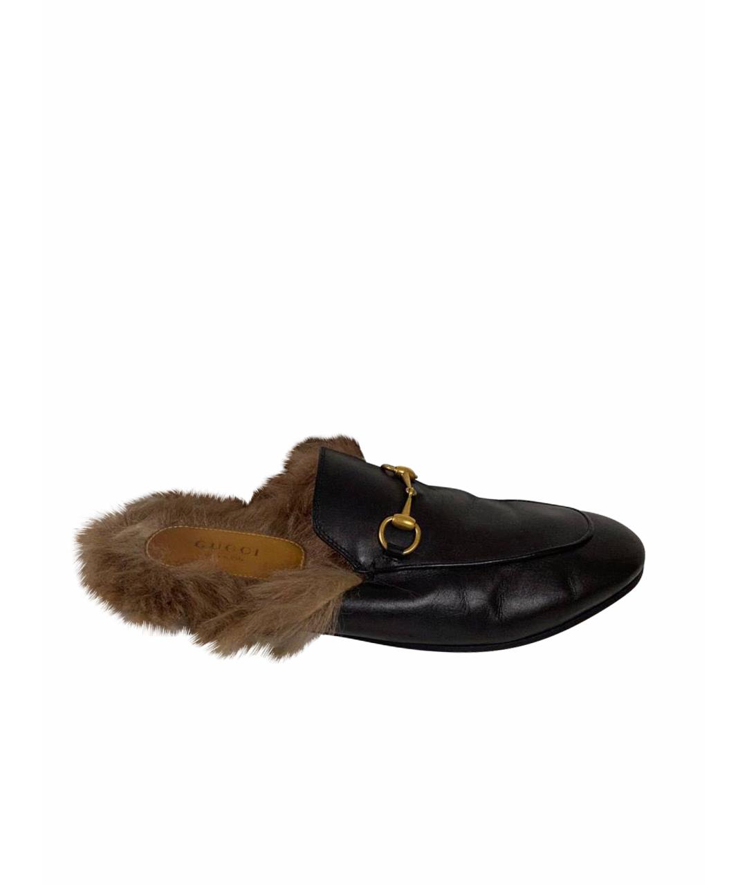GUCCI Черные кожаные мюли, фото 1