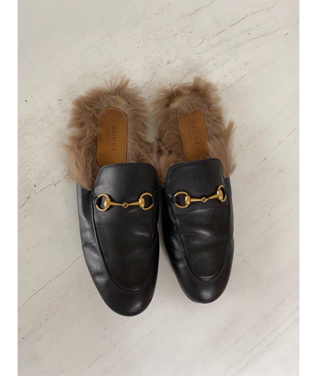 GUCCI Черные кожаные мюли, фото 3