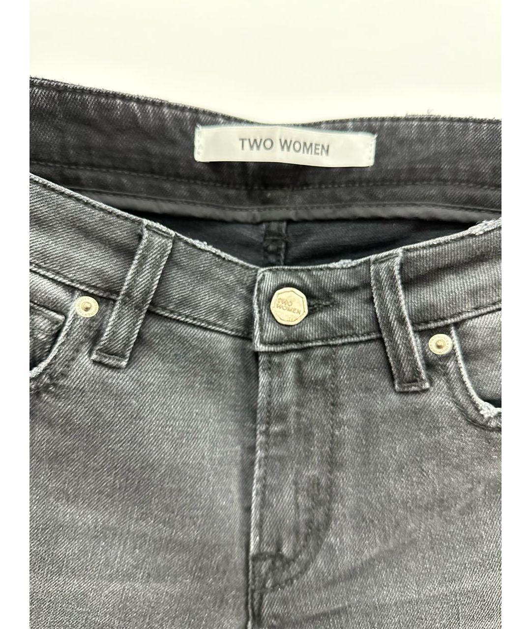 TWO WOMEN IN THE WORLD Черные хлопко-эластановые прямые джинсы, фото 3